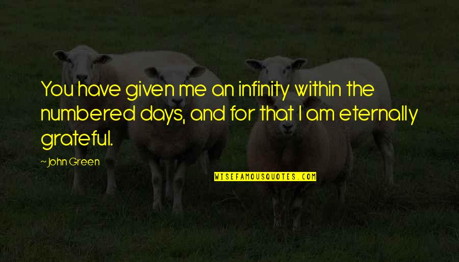 Grateful For You Quotes By John Green: You have given me an infinity within the