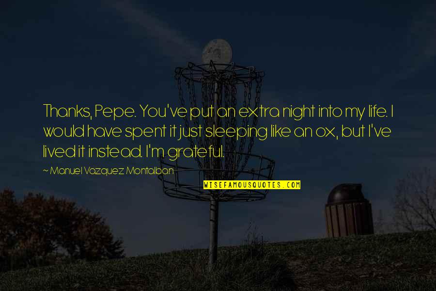 Grateful Have You Quotes By Manuel Vazquez Montalban: Thanks, Pepe. You've put an extra night into