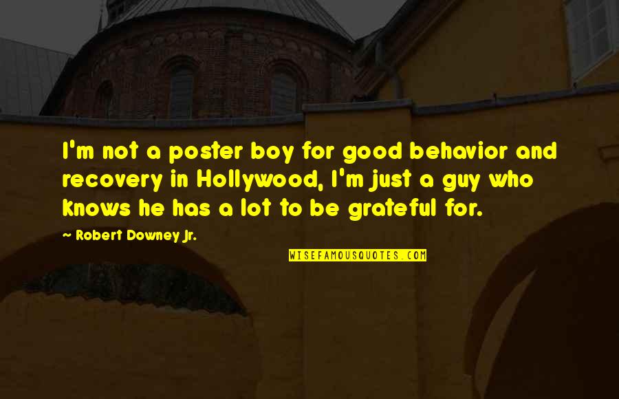 Grateful Recovery Quotes By Robert Downey Jr.: I'm not a poster boy for good behavior Grateful Recovery Quotes By Robert Downey Jr.: I'm not a poster boy for good behavior