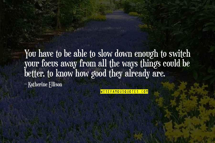 Gratefulness Quotes By Katherine Ellison: You have to be able to slow down