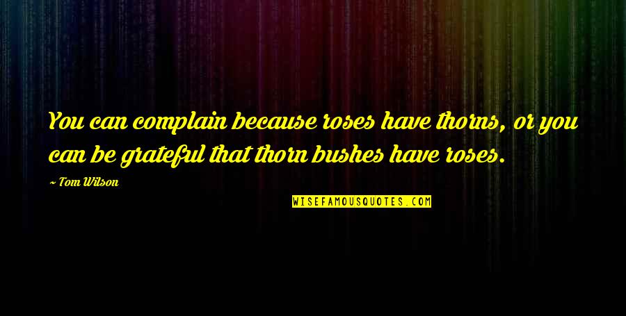 Gratefulness Quotes By Tom Wilson: You can complain because roses have thorns, or