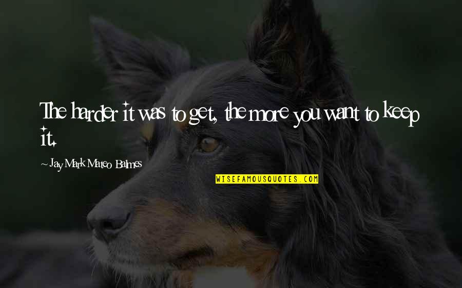 Gratification Quotes By Jay Mark Mateo Balmes: The harder it was to get, the more Gratification Quotes By Jay Mark Mateo Balmes: The harder it was to get, the more