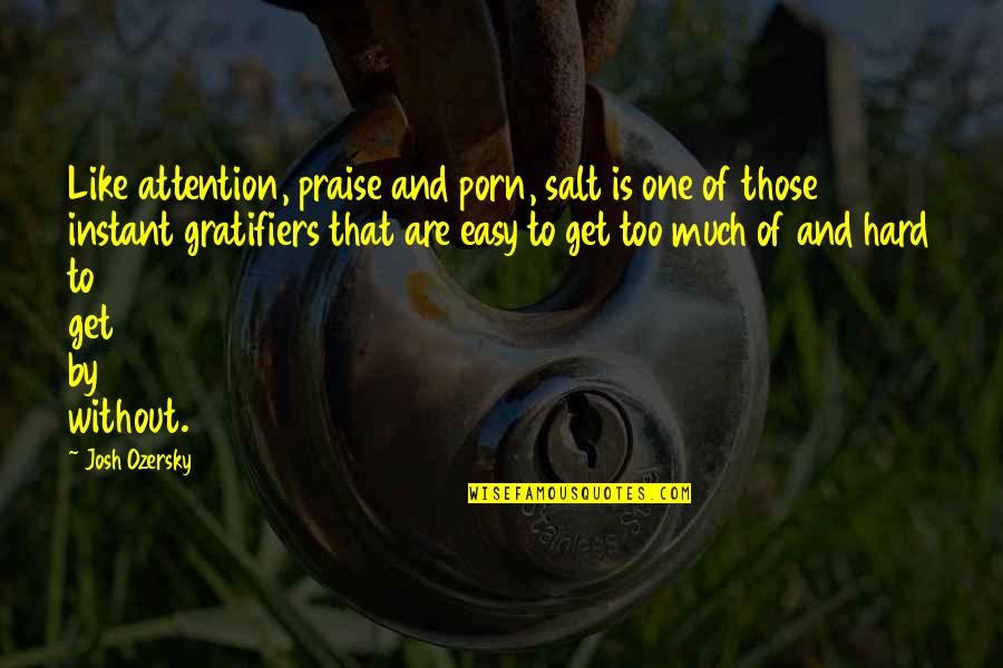 Gratifiers Quotes By Josh Ozersky: Like attention, praise and porn, salt is one Gratifiers Quotes By Josh Ozersky: Like attention, praise and porn, salt is one