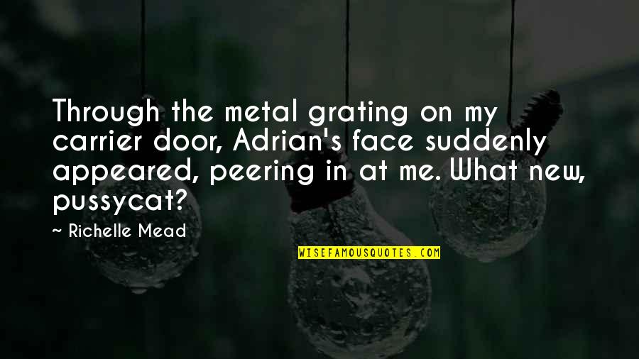 Grating Quotes By Richelle Mead: Through the metal grating on my carrier door,