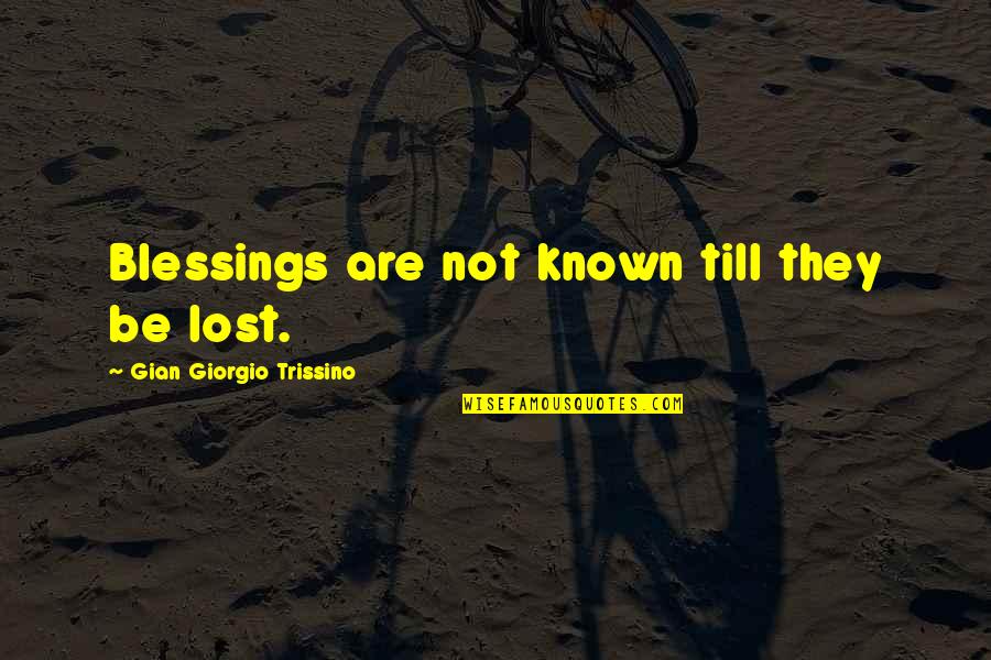 Gratitude For Blessings Quotes By Gian Giorgio Trissino: Blessings are not known till they be lost.