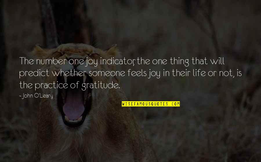 Gratitude For Someone Quotes By John O'Leary: The number one joy indicator, the one thing Gratitude For Someone Quotes By John O'Leary: The number one joy indicator, the one thing