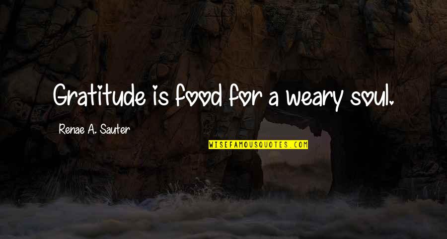 Gratitude For Your Body Quotes By Renae A. Sauter: Gratitude is food for a weary soul.