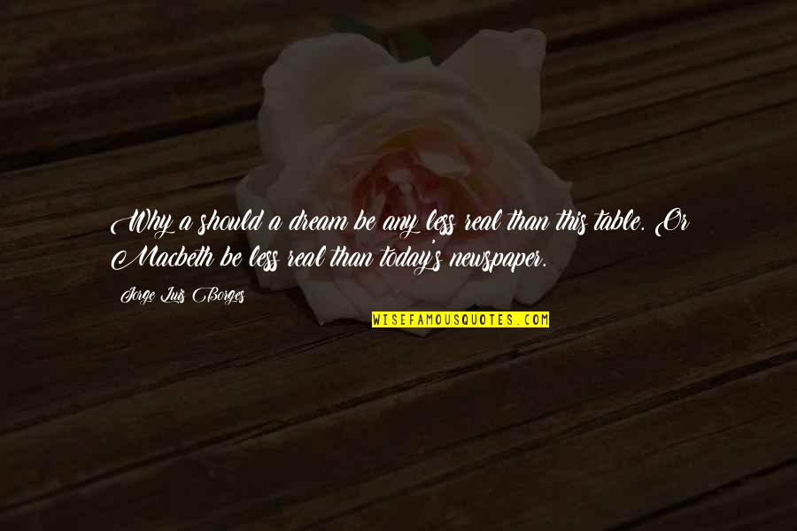 Graulicht Quotes By Jorge Luis Borges: Why a should a dream be any less Graulicht Quotes By Jorge Luis Borges: Why a should a dream be any less
