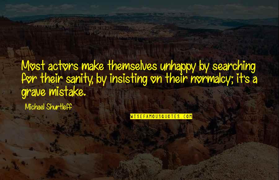 Grave A Grave Quotes By Michael Shurtleff: Most actors make themselves unhappy by searching for
