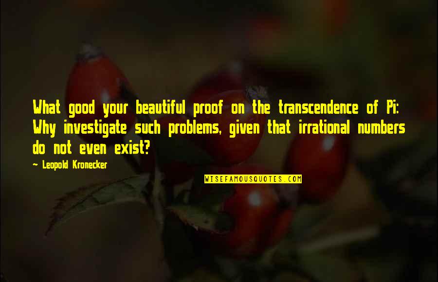 Graveside Decorations Quotes By Leopold Kronecker: What good your beautiful proof on the transcendence