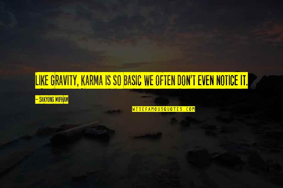 Gravity And Life Quotes By Sakyong Mipham: Like gravity, karma is so basic we often