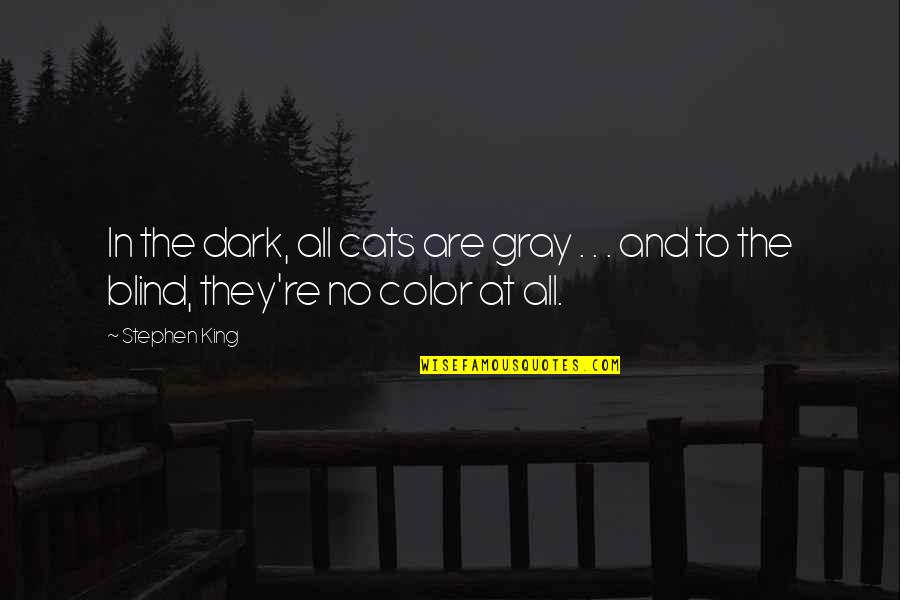 Gray Color Quotes By Stephen King: In the dark, all cats are gray .