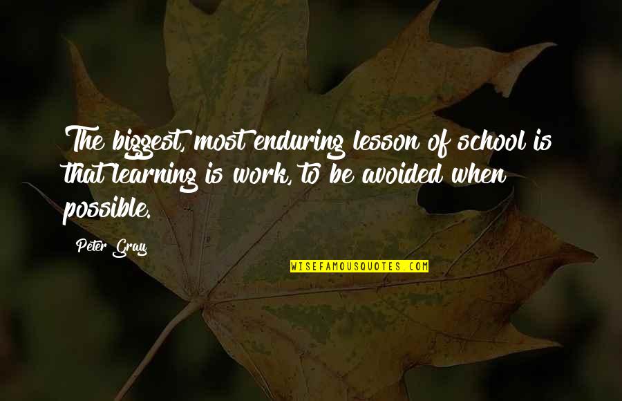 Gray Work Quotes By Peter Gray: The biggest, most enduring lesson of school is