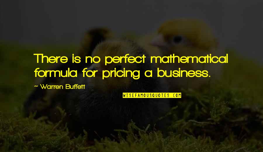 Graypool Death Quotes By Warren Buffett: There is no perfect mathematical formula for pricing
