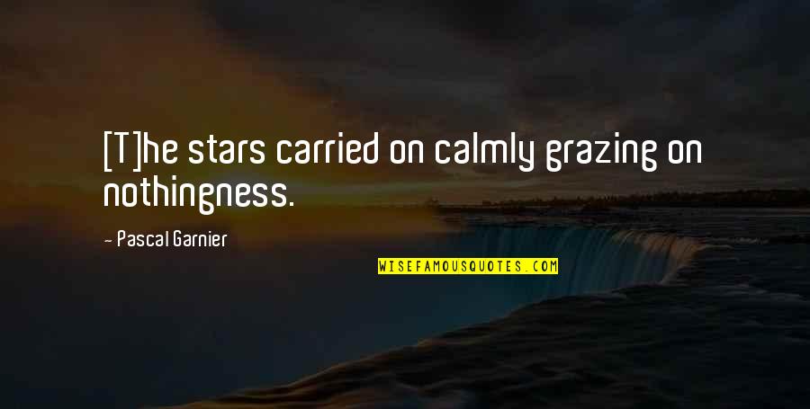 Grazing Quotes By Pascal Garnier: [T]he stars carried on calmly grazing on nothingness.