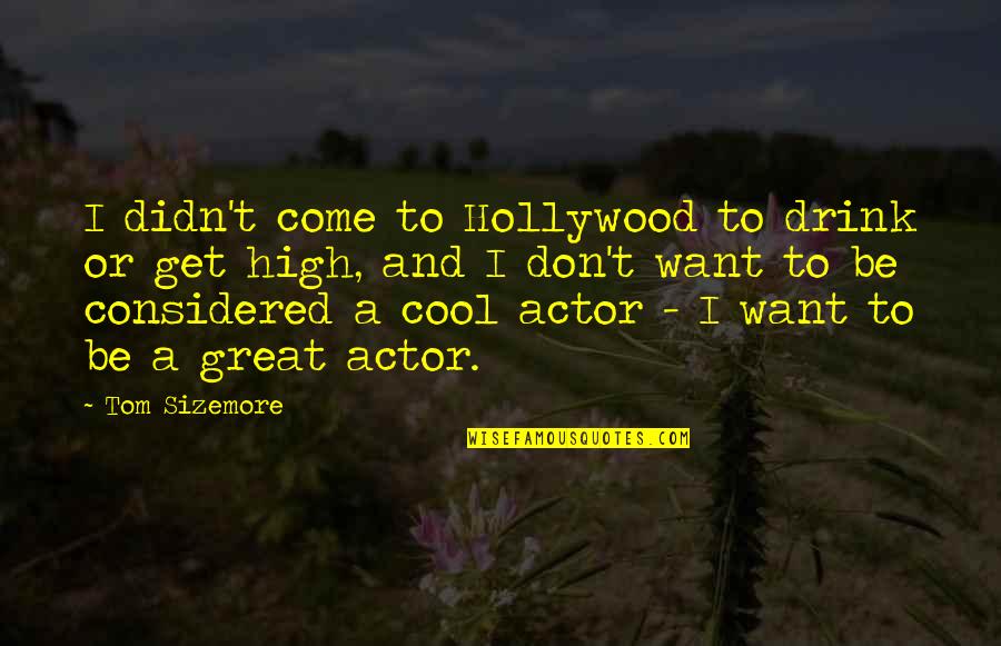 Great Actor Quotes By Tom Sizemore: I didn't come to Hollywood to drink or Great Actor Quotes By Tom Sizemore: I didn't come to Hollywood to drink or