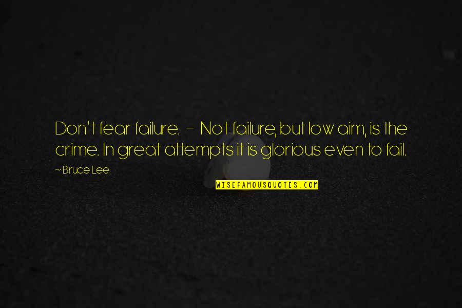 Great Aim Quotes By Bruce Lee: Don't fear failure. - Not failure, but low