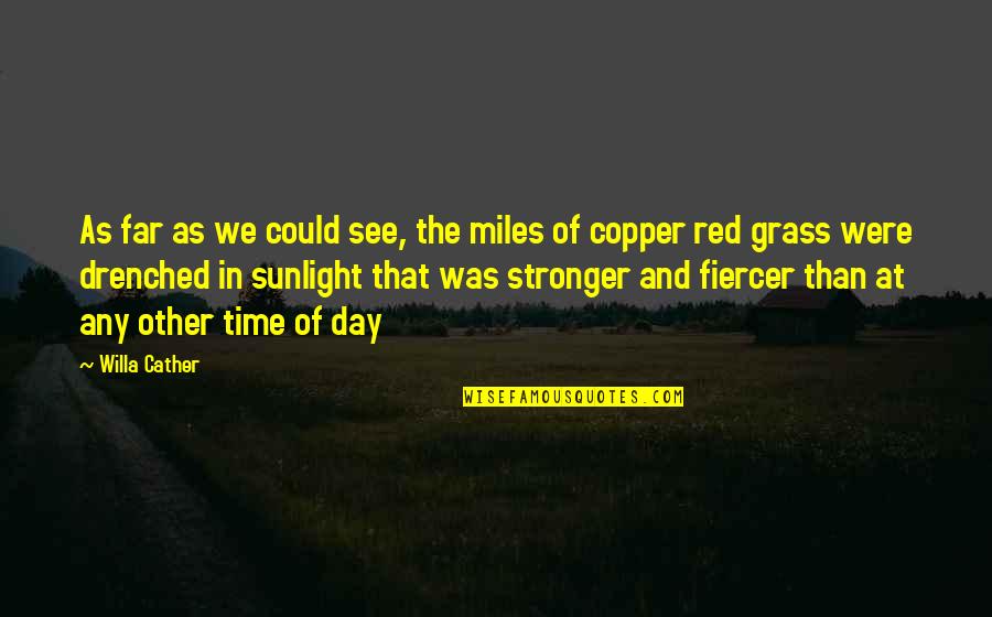 Great American Flag Quotes By Willa Cather: As far as we could see, the miles