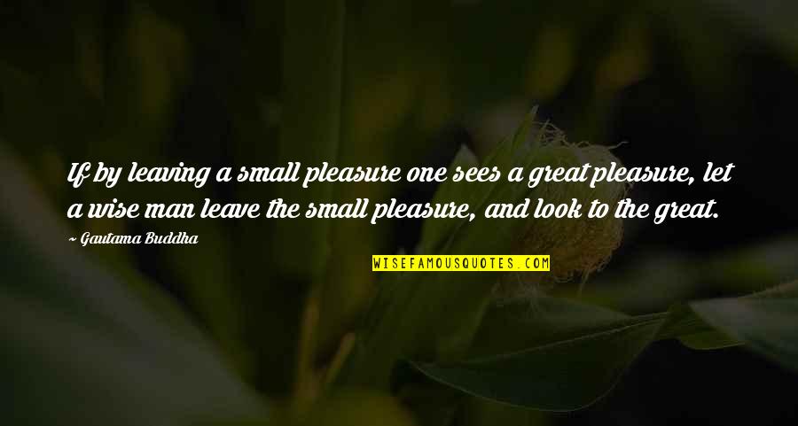 Great And Wise Quotes By Gautama Buddha: If by leaving a small pleasure one sees