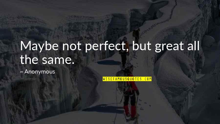 Great Anonymous Quotes By Anonymous: Maybe not perfect, but great all the same.