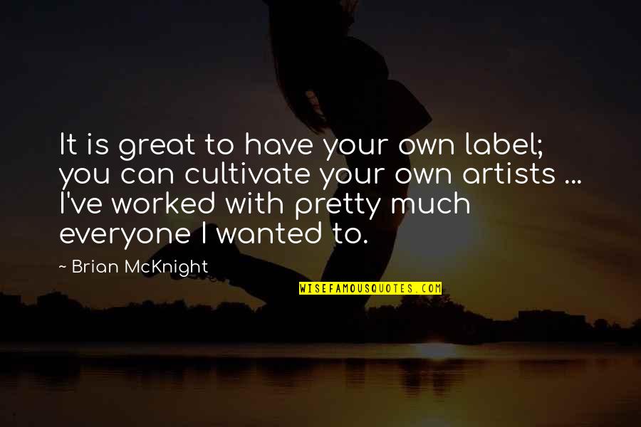 Great Artists Quotes By Brian McKnight: It is great to have your own label;