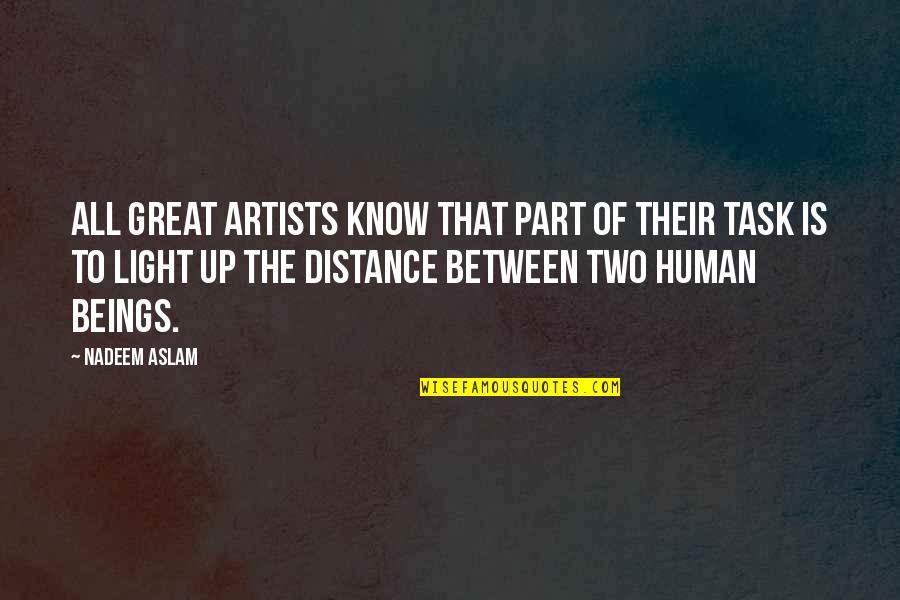 Great Artists Quotes By Nadeem Aslam: All great artists know that part of their