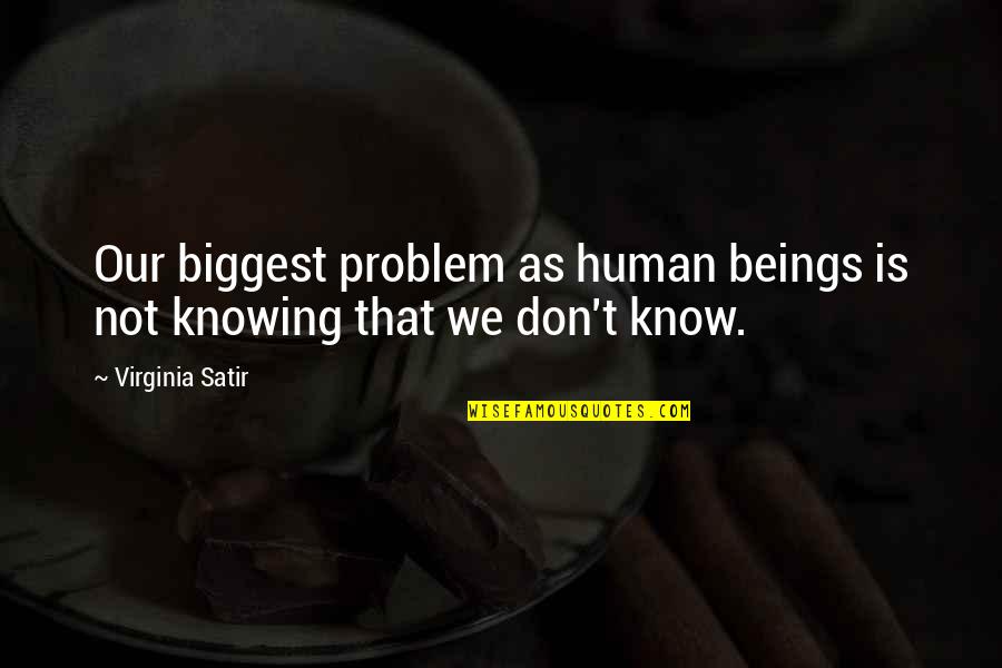 Great Authors Quotes By Virginia Satir: Our biggest problem as human beings is not
