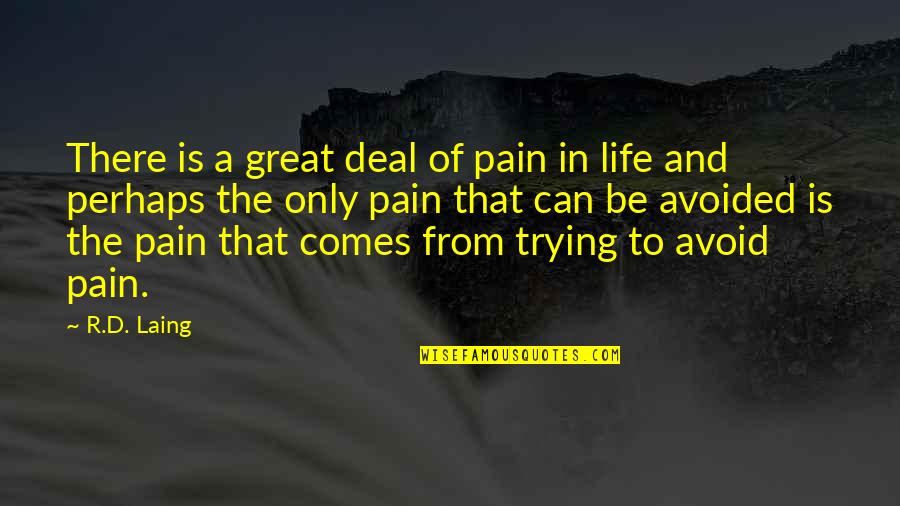 Great Avoided Quotes By R.D. Laing: There is a great deal of pain in