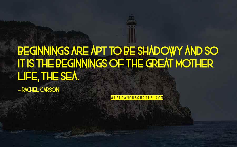 Great Beginnings Quotes By Rachel Carson: Beginnings are apt to be shadowy and so