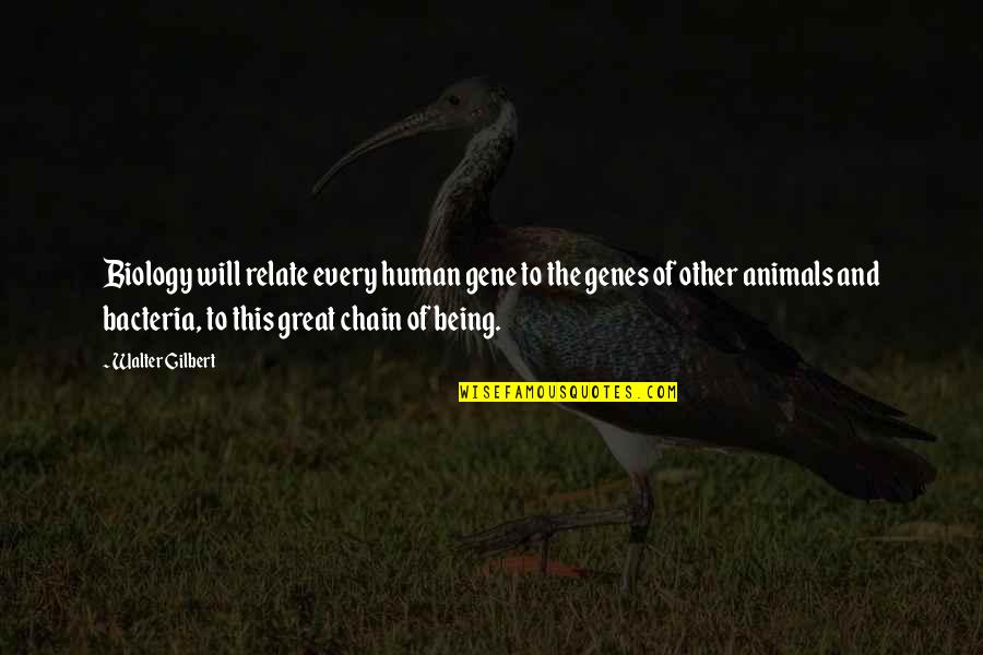 Great Biology Quotes By Walter Gilbert: Biology will relate every human gene to the