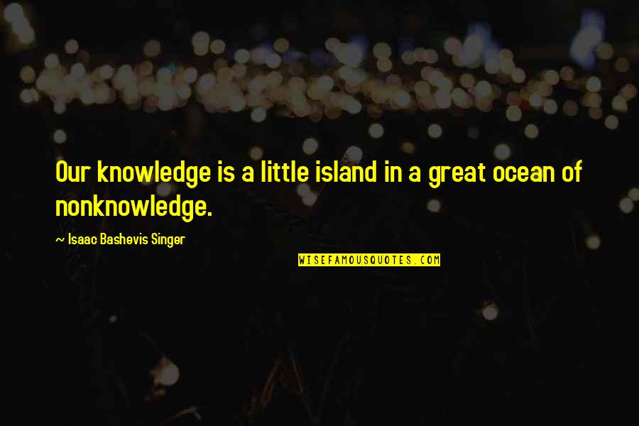 Great Brainy Quotes By Isaac Bashevis Singer: Our knowledge is a little island in a