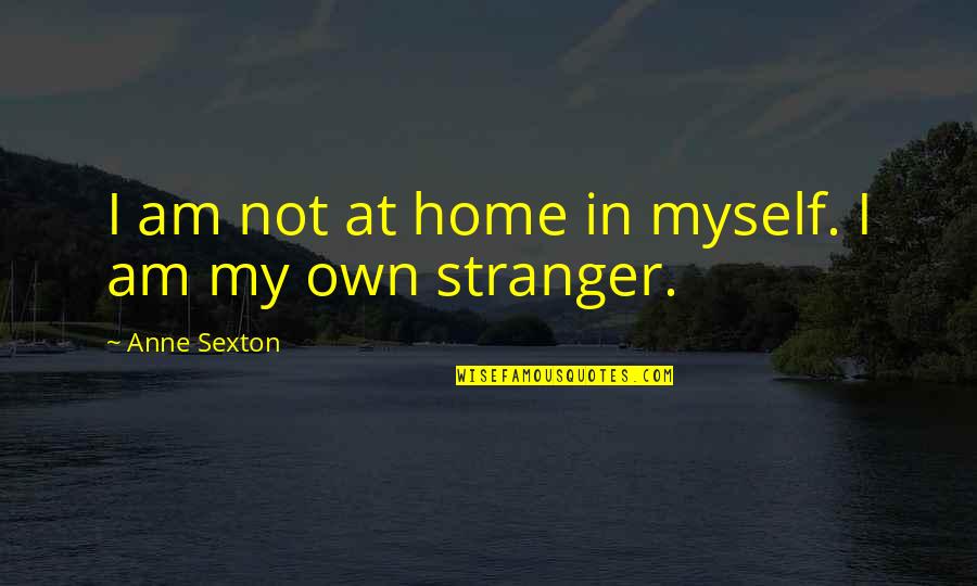Great Celebrity Quotes By Anne Sexton: I am not at home in myself. I
