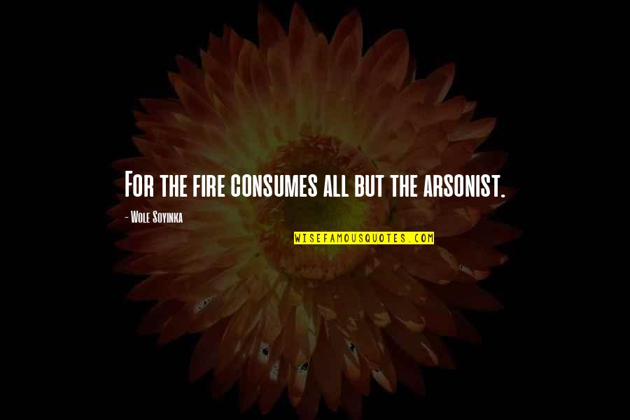 Great Checkers Quotes By Wole Soyinka: For the fire consumes all but the arsonist.