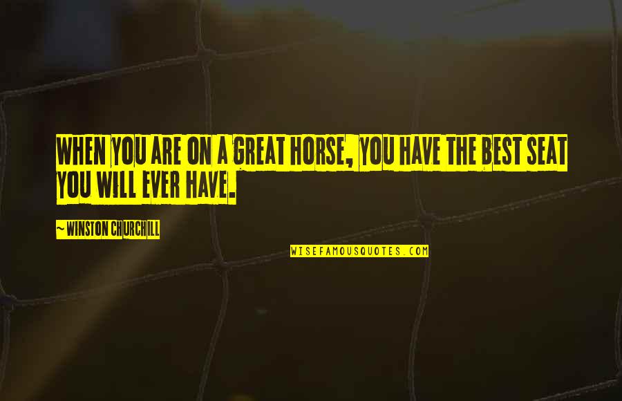 Great Churchill Quotes By Winston Churchill: When you are on a great horse, you