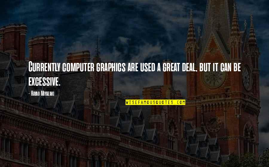 Great Computer Quotes By Hayao Miyazaki: Currently computer graphics are used a great deal,