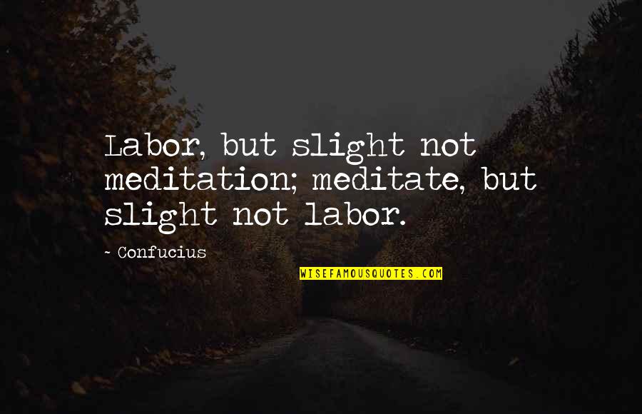 Great Conservative Political Quotes By Confucius: Labor, but slight not meditation; meditate, but slight
