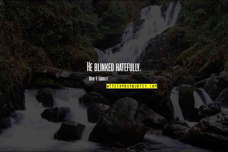 Great Day Work Quotes By Wade H. Garrett: He blinked hatefully. Great Day Work Quotes By Wade H. Garrett: He blinked hatefully.
