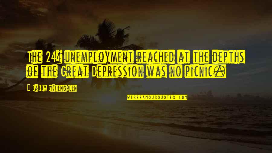 Great Depression Quotes By Barry Eichengreen: The 24% unemployment reached at the depths of