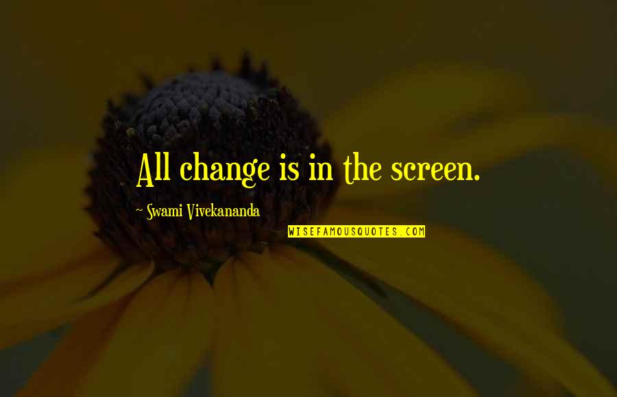 Great Disc Golf Quotes By Swami Vivekananda: All change is in the screen.