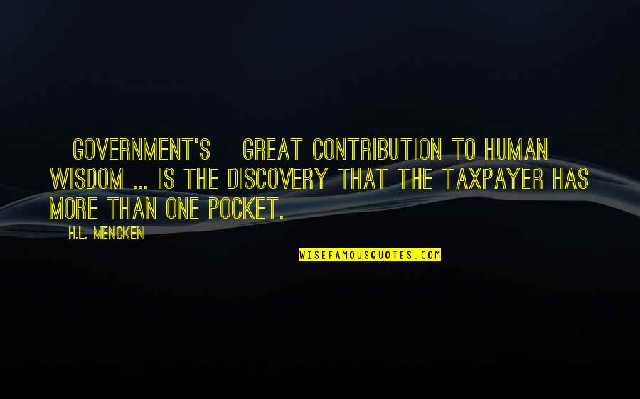 Great Discovery Quotes By H.L. Mencken: [Government's] great contribution to human wisdom ... is