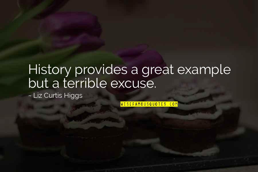 Great Example Quotes By Liz Curtis Higgs: History provides a great example but a terrible