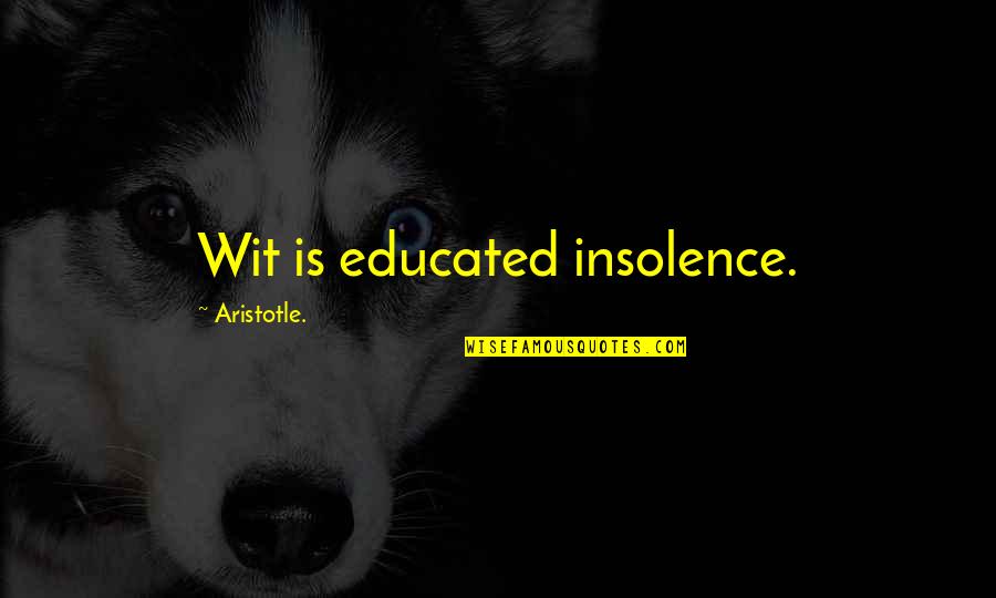Great Expectations Settings Quotes By Aristotle.: Wit is educated insolence.