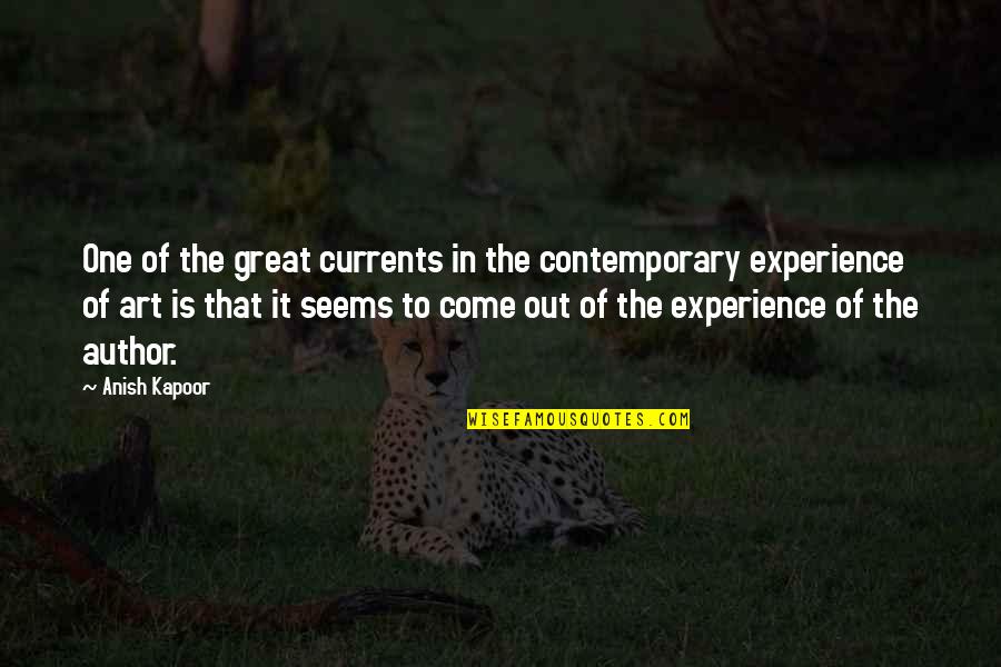 Great Experience Quotes By Anish Kapoor: One of the great currents in the contemporary