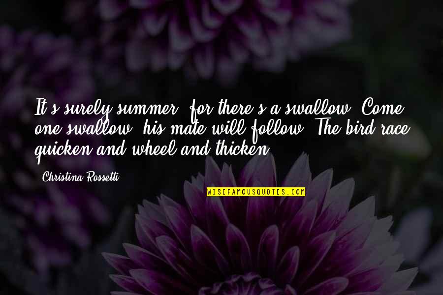 Great Festive Quotes By Christina Rossetti: It's surely summer. for there's a swallow: Come