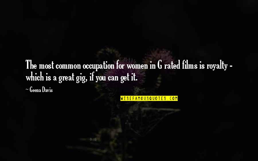 Great Films Quotes By Geena Davis: The most common occupation for women in G