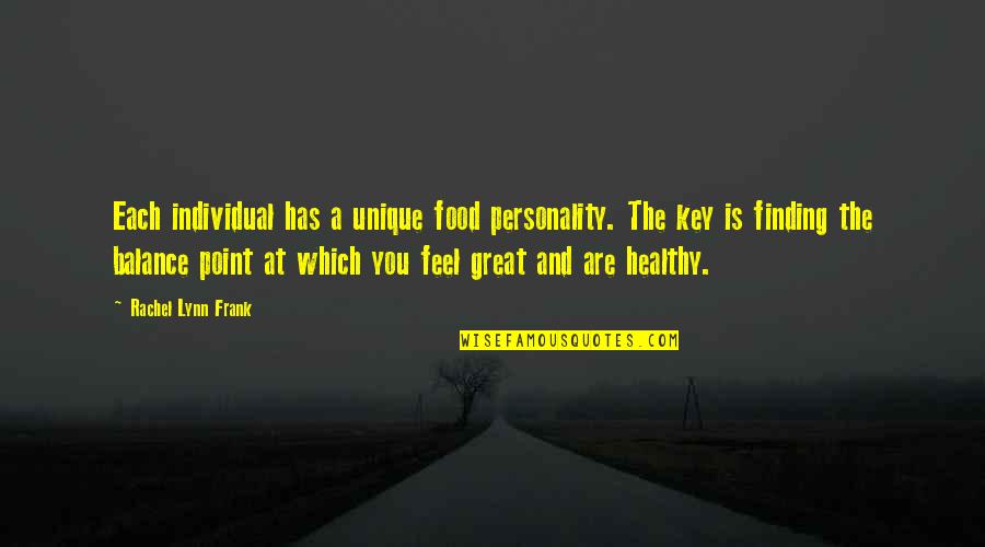 Great Food Quotes By Rachel Lynn Frank: Each individual has a unique food personality. The