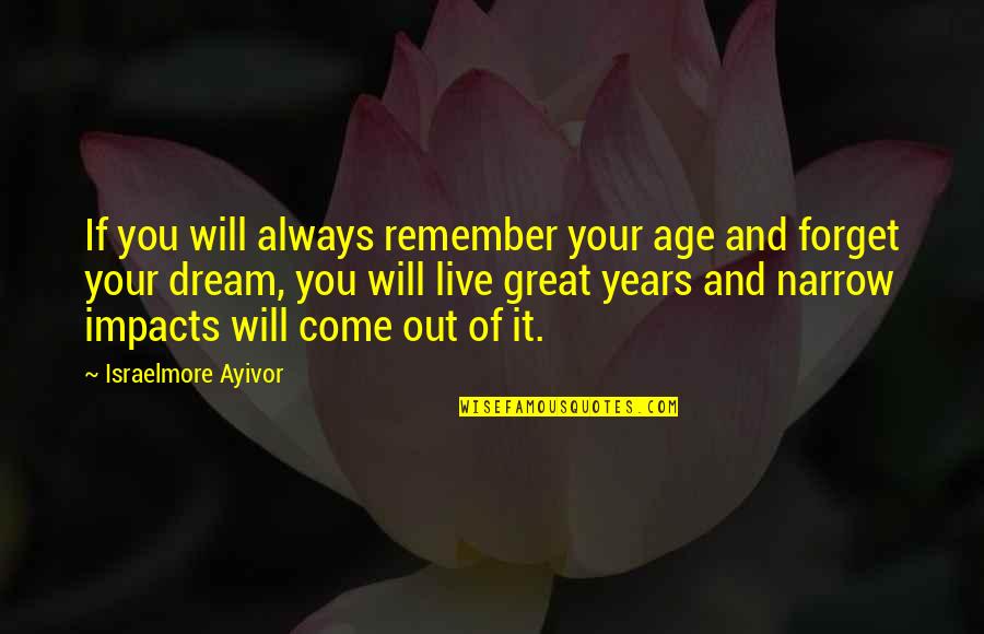 Great Forget Quotes By Israelmore Ayivor: If you will always remember your age and