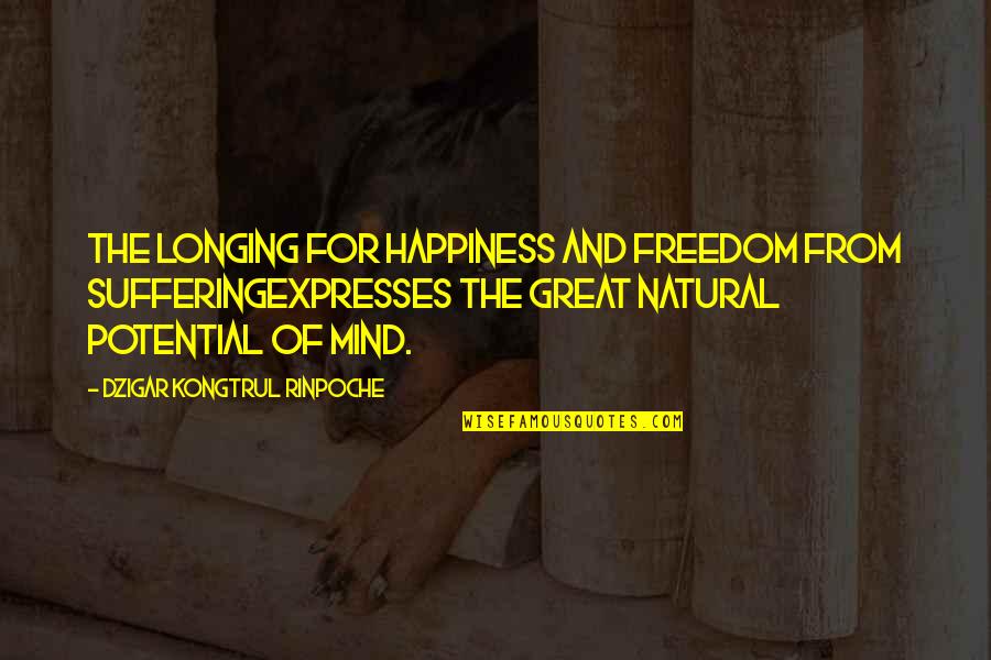 Great Freedom Quotes By Dzigar Kongtrul Rinpoche: The longing for happiness and freedom from sufferingexpresses