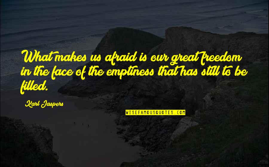 Great Freedom Quotes By Karl Jaspers: What makes us afraid is our great freedom