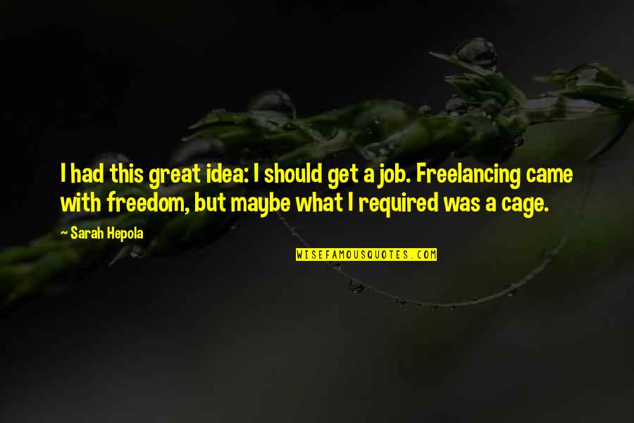 Great Freedom Quotes By Sarah Hepola: I had this great idea: I should get